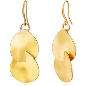 Gold Teardrop Dangle Earrings – 14K Gold Plated Double Drop Design | Lightweight